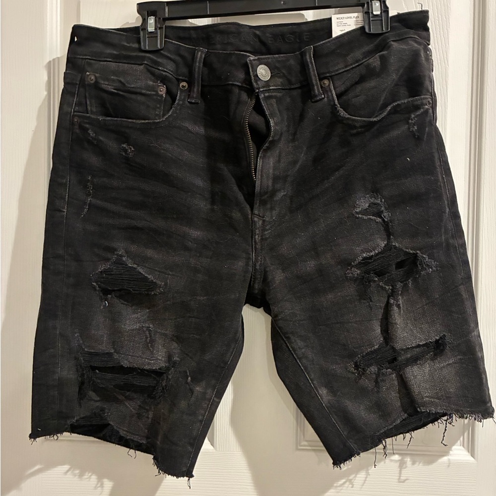 American Eagle Outfitters Black Distressed Jean Shorts